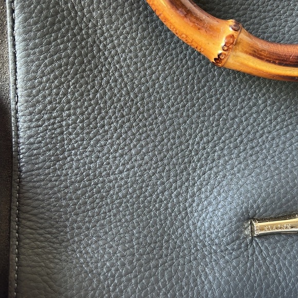 Elaine Turner Leather Handbag with Bamboo Handle - Picture 11 of 11